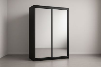 Armoire coulissante en bois avec miroirs noirs 200x100x60 cm