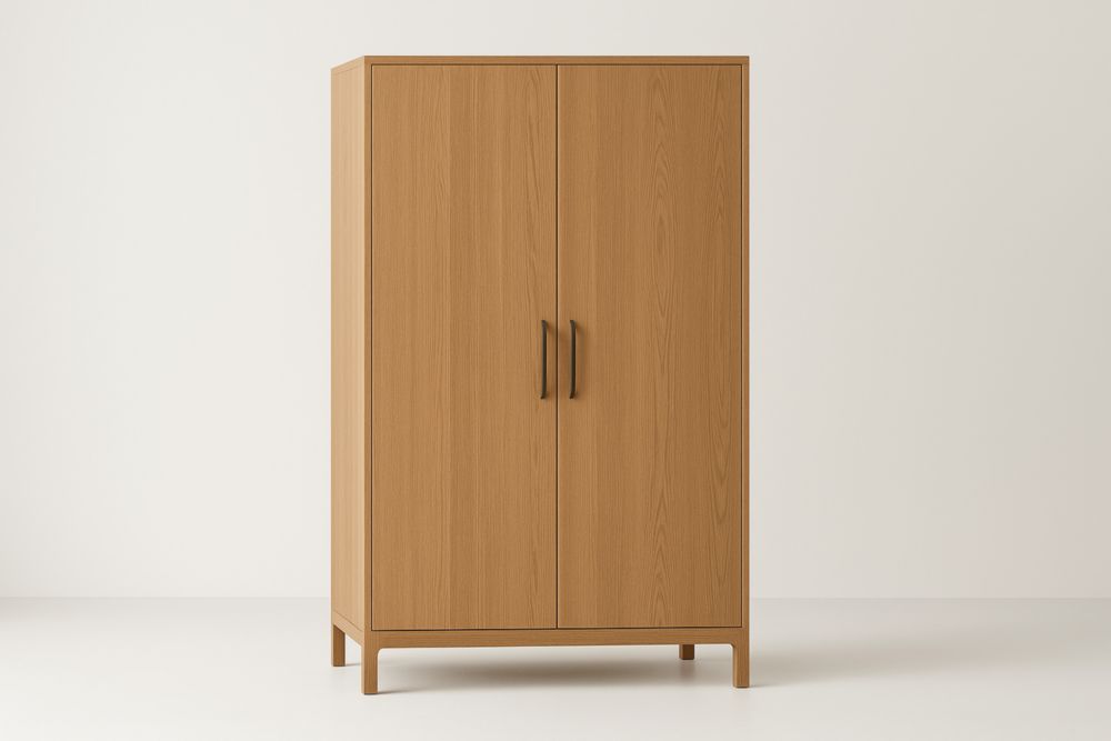 Garde-robe en Bois de Chêne Massif 2 Portes 180x90x50cm