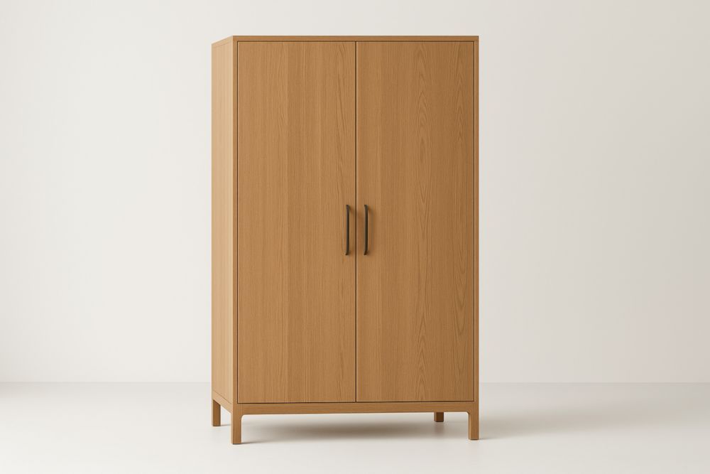 Garde-robe en Bois de Chêne Massif 2 Portes 180x90x50cm