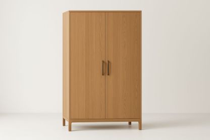 Garde-robe en Bois de Chêne Massif 2 Portes 180x90x50cm