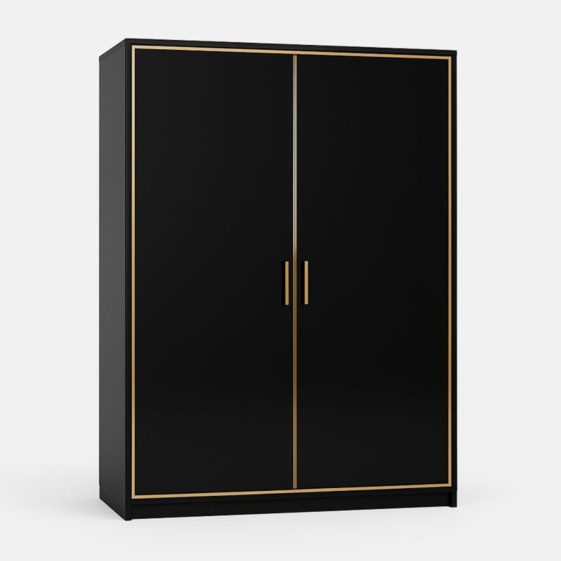 Armoire en mélamine noire avec cadre doré