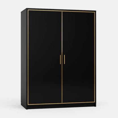 Armoire en mélamine noire avec cadre doré