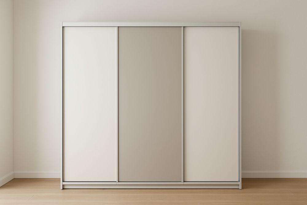 Armoire Portes Coulissantes en Panneaux de Particules Blanc Taupe 200x220x60cm