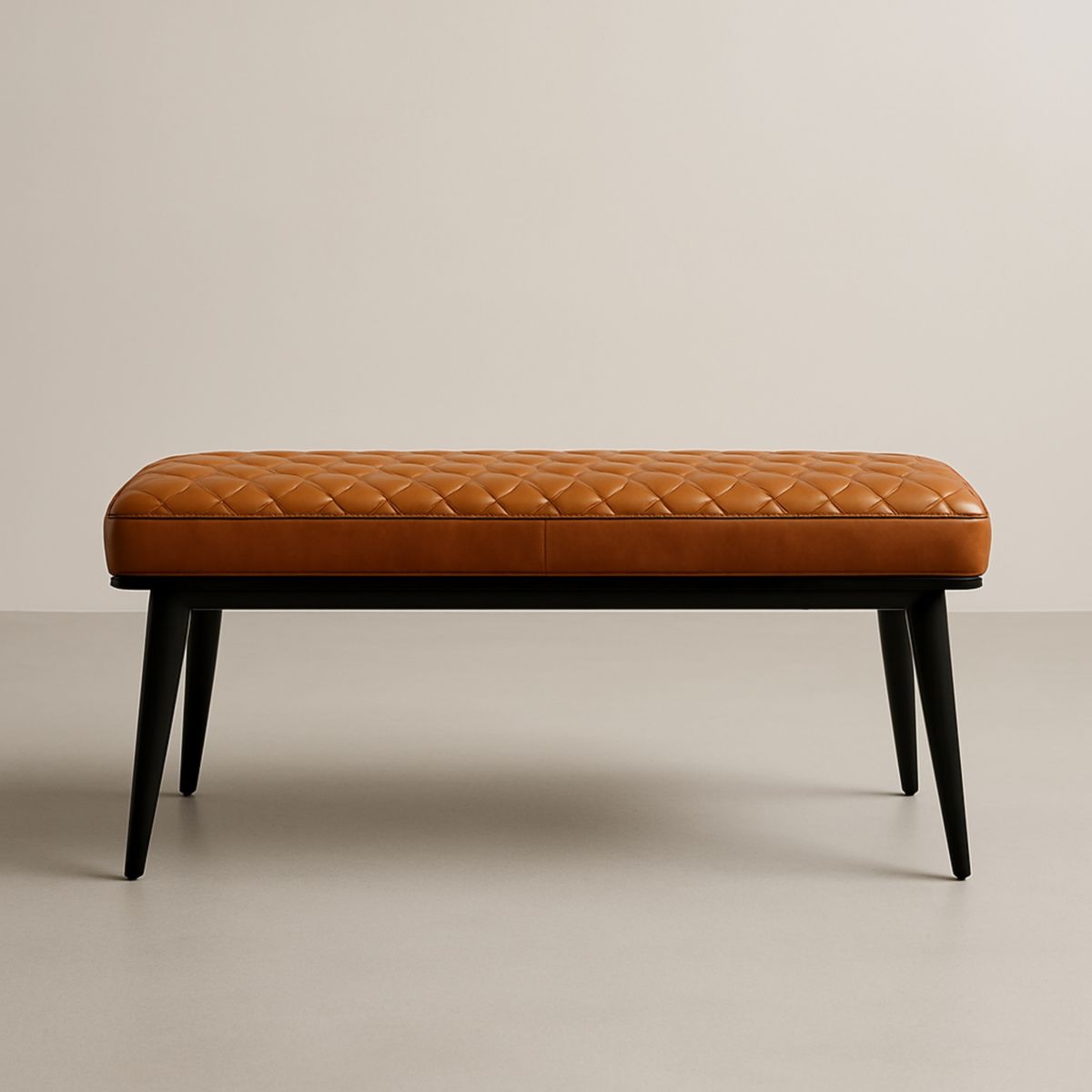 Banc rectangulaire en cuir PU avec pieds en métal