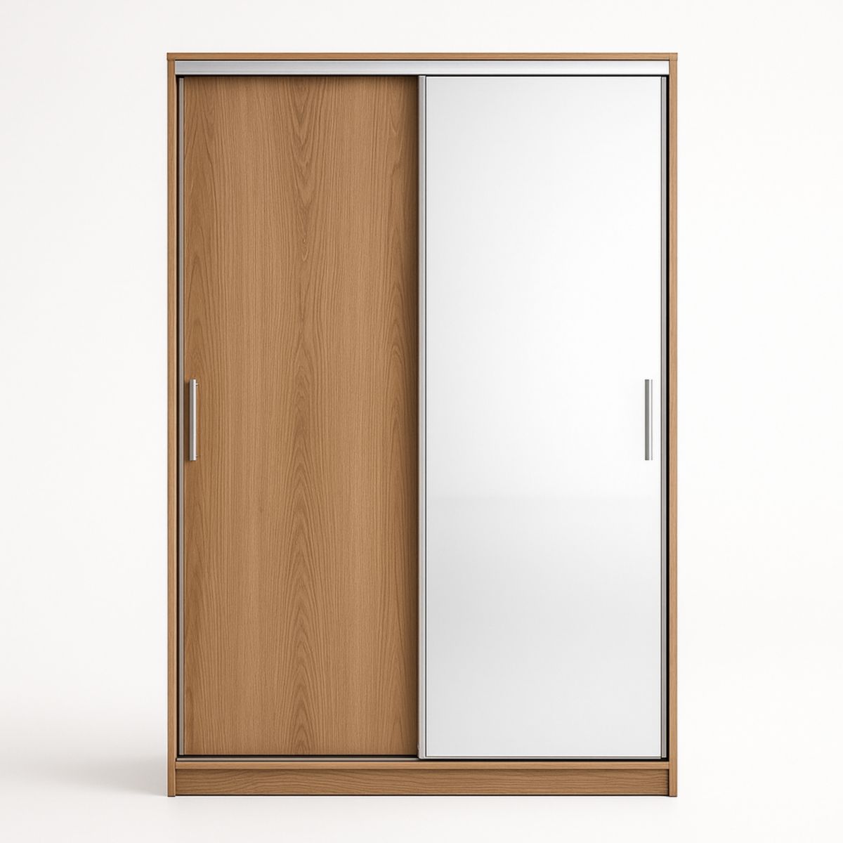 Armoire coulissante en bois et miroir avec panneaux en verre