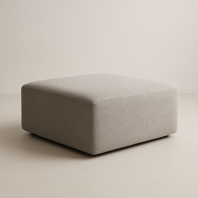 Pouf Carré Tissu Gris 90x90x45 cm