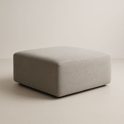 Pouf Carré Tissu Gris 90x90x45 cm