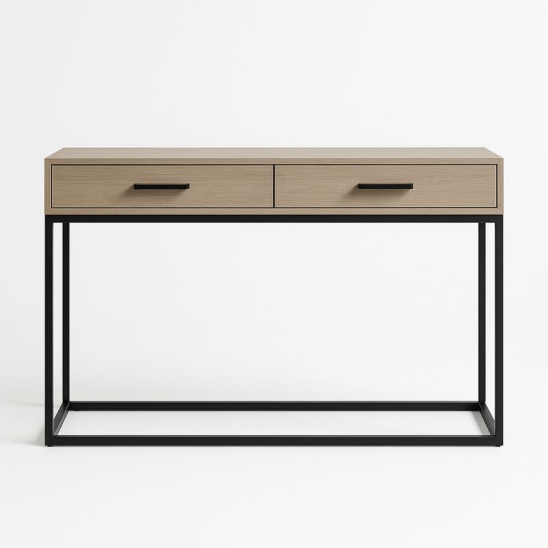 Table console bois MDF et métal noire 120x40x75 cm
