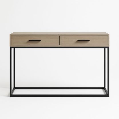 Table console bois MDF et métal noire 120x40x75 cm
