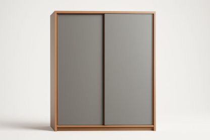 Armoire à Portes Coulissantes en Bois et Gris Hauteur 200 cm
