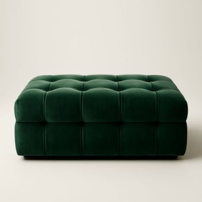Pouf Carré en Velours Vert 90 cm