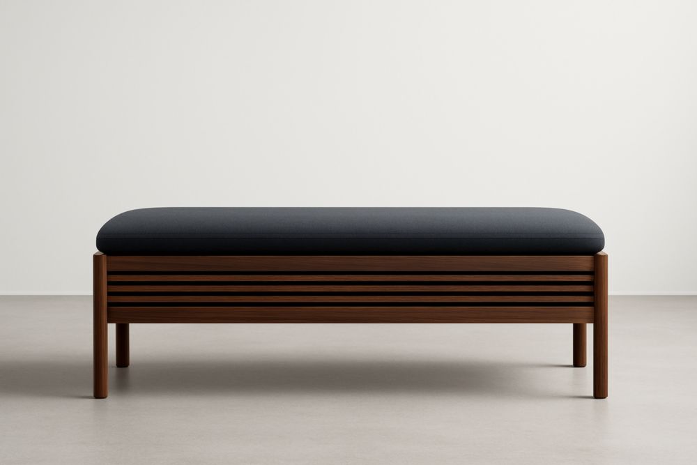 Banc en bois massif et tissu polyester gris foncé 120x40x45 cm