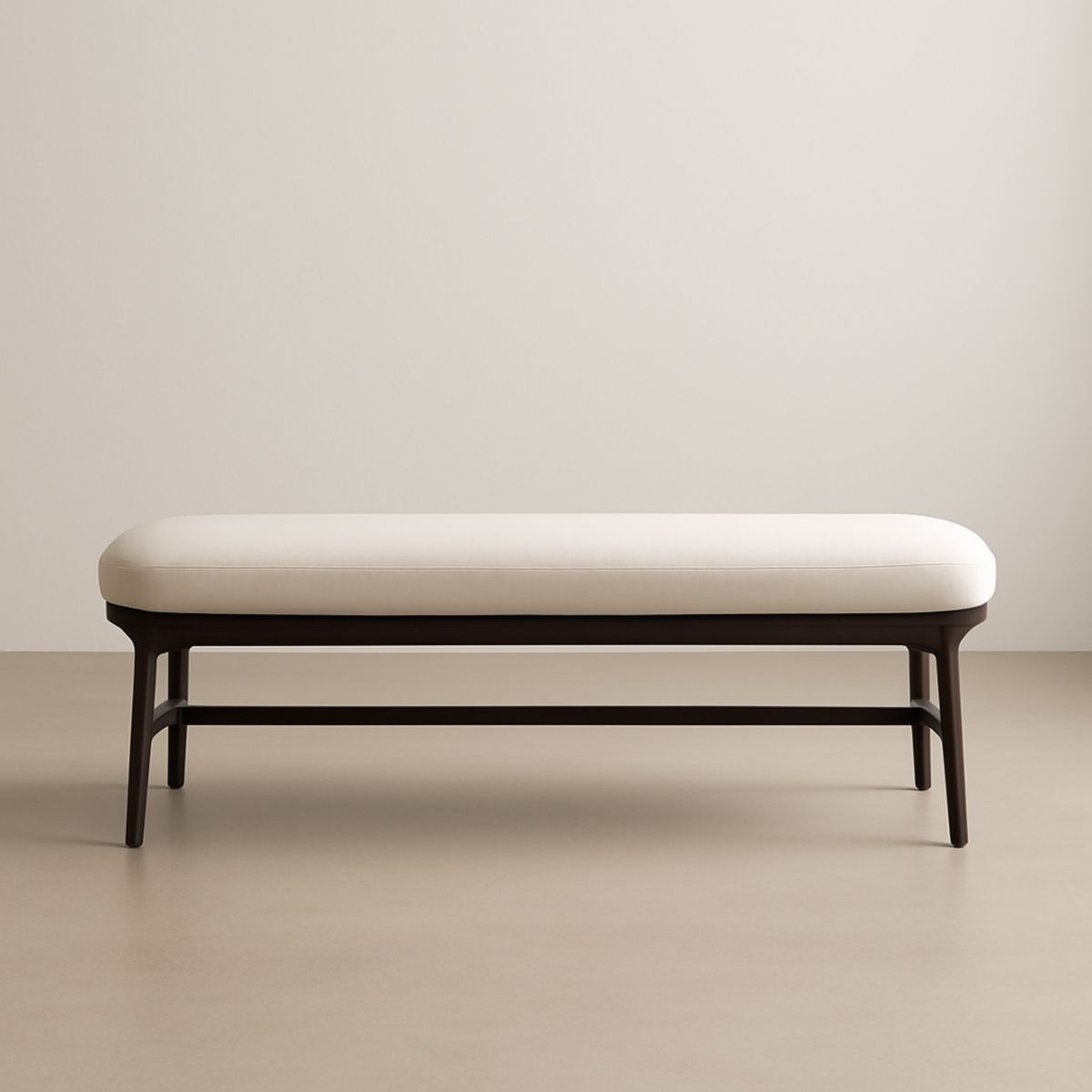 Banc en Bois et Tissu Polyester Blanc Crème