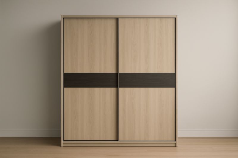 Armoire à portes coulissantes en MDF chêne clair/marron