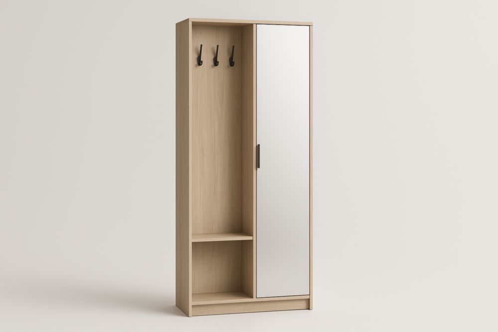 Garde-robe en bois avec miroir
