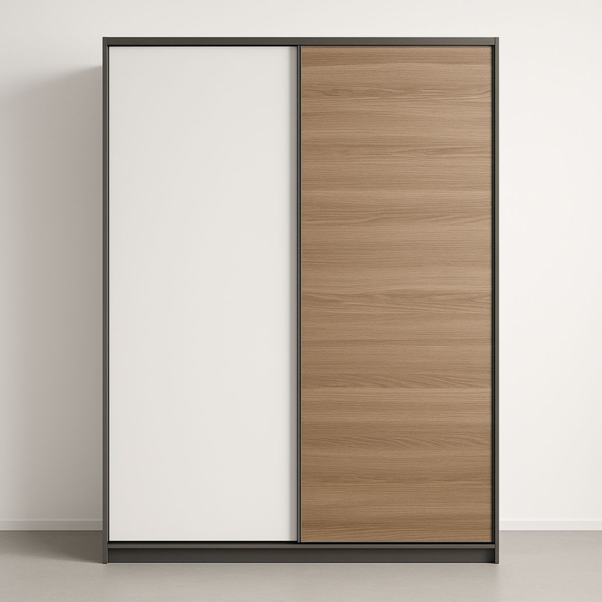 Armoire à portes coulissantes bois blanc métal 200x150x60 cm