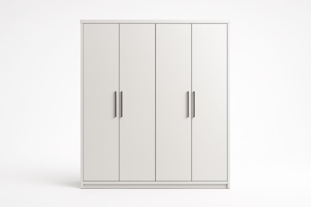 Armoire quatre portes blanche MDF 200x180x60 cm