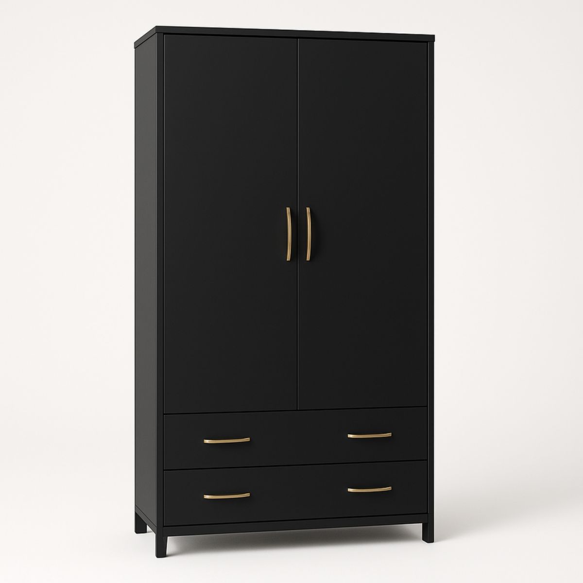 Armoire en bois noir avec poignées en métal 180x80x50 cm