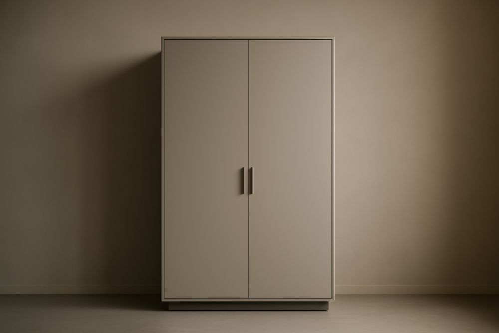 Armoire en Bois MDF Beige avec Portes Battantes