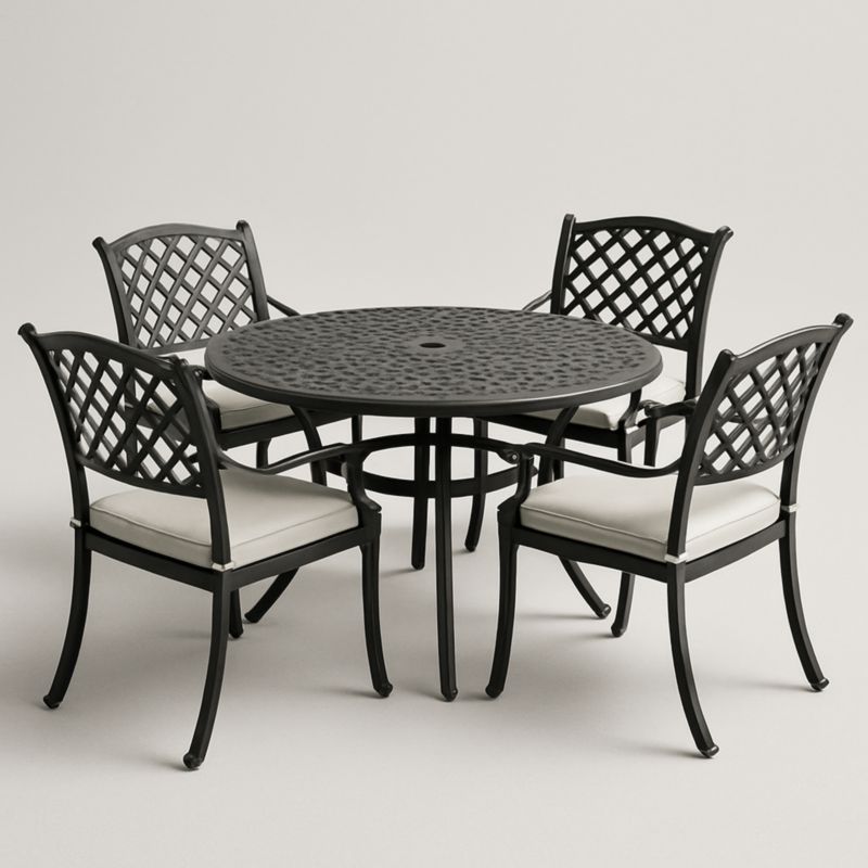 Set da Pranzo da Giardino in Alluminio con Tavolo Rotondo Ø 120 cm e 4 Sedie