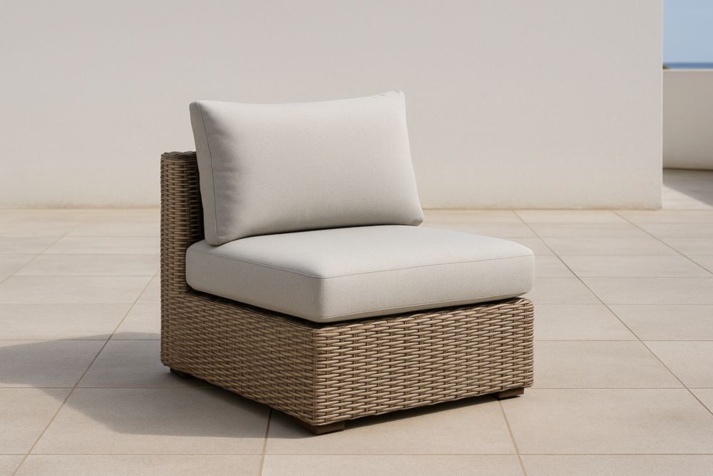 Poltrona da Esterno in Rattan con Cuscini Crema