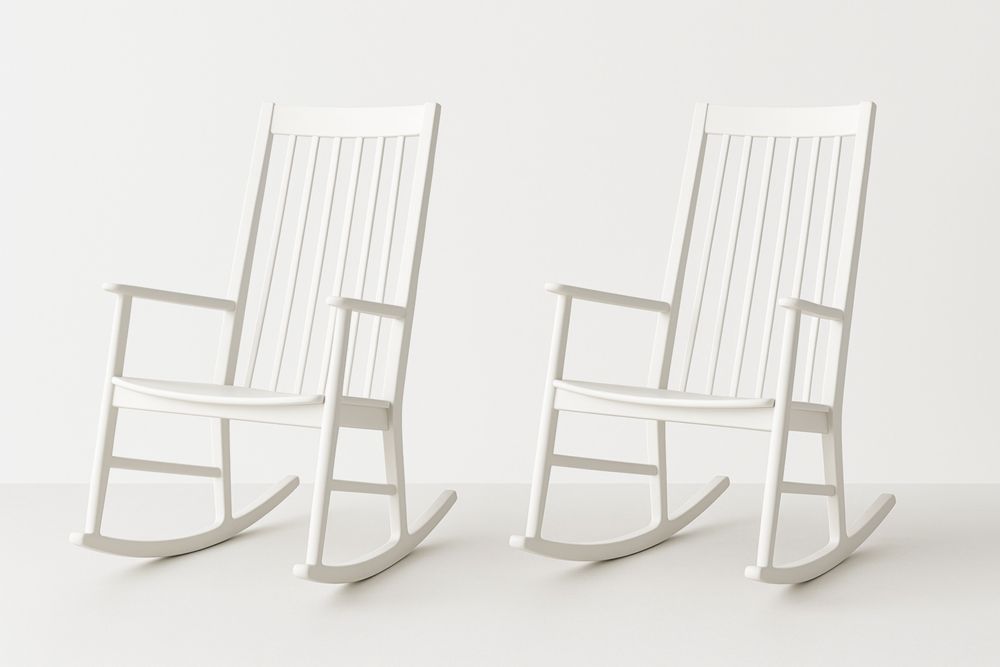 Set di 2 Sedie a Dondolo in Legno Bianco