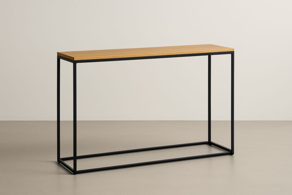 Table Console acier Noir Bois 120cm x 30cm x 80cm