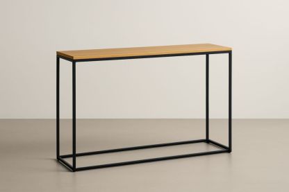 Table Console acier Noir Bois 120cm x 30cm x 80cm