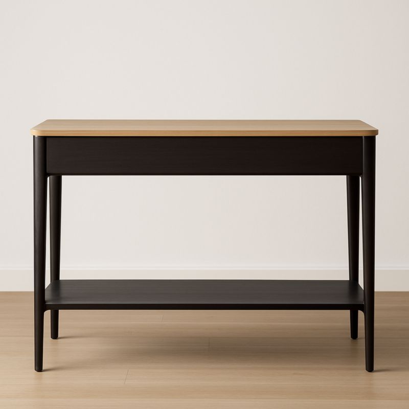 Table console en bois MDF noir et chêne clair 120x40x75 cm