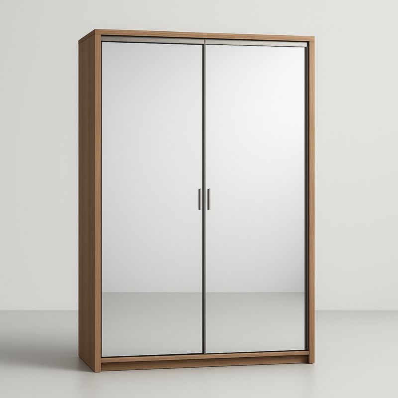 Armoire portes coulissantes miroir bois 200x150x60 cm