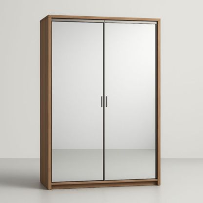 Armoire portes coulissantes miroir bois 200x150x60 cm