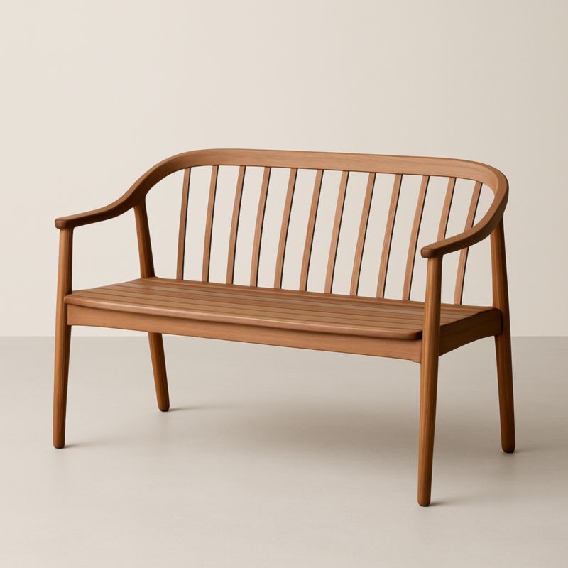 Banc en bois massif dossier à lattes 120 cm