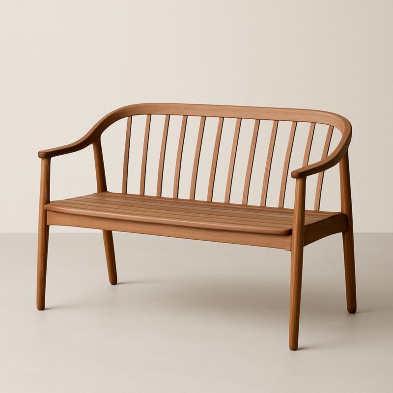 Banc en bois massif dossier à lattes 120 cm