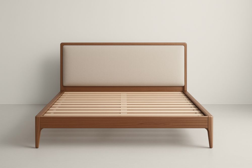 Letto matrimoniale legno testiera imbottita cotone