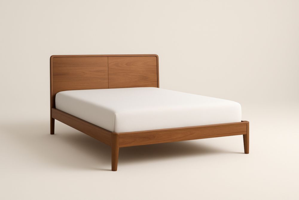 Letto matrimoniale in legno di noce con testiera, 200x160x90 cm