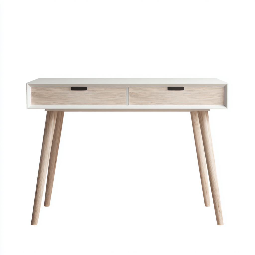 Scrivania Legno-Metallo 110x55x75 cm - Bianco-Naturale - Design moderno-Craftgoloft