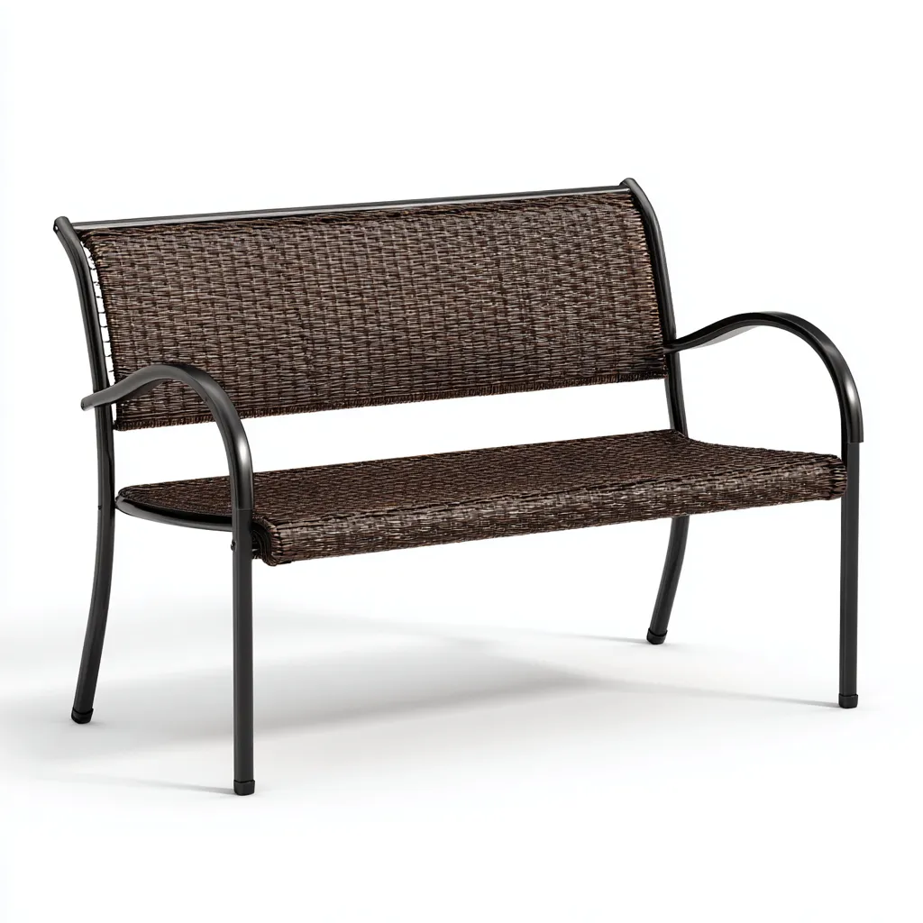 Panche da giardino panca in metallo e rattan 123x59x85 cm marrone-nero design moderno-Craftgoloft