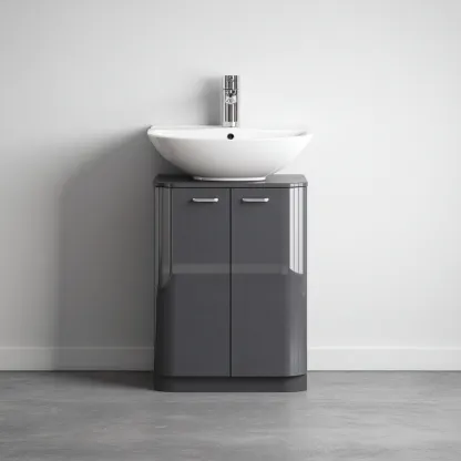 Mobile lavabo Legno-Ceramica 50x40x85 cm - Grigio-Bianco - Design moderno-Craftgoloft