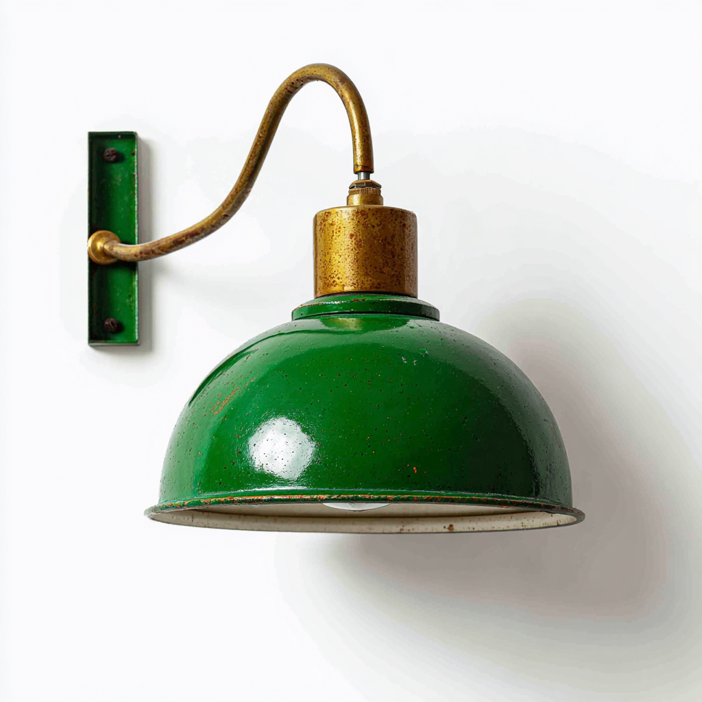 Applique - 22x30x25 cm - verde-ottone - stile industriale vintage-Craftgoloft