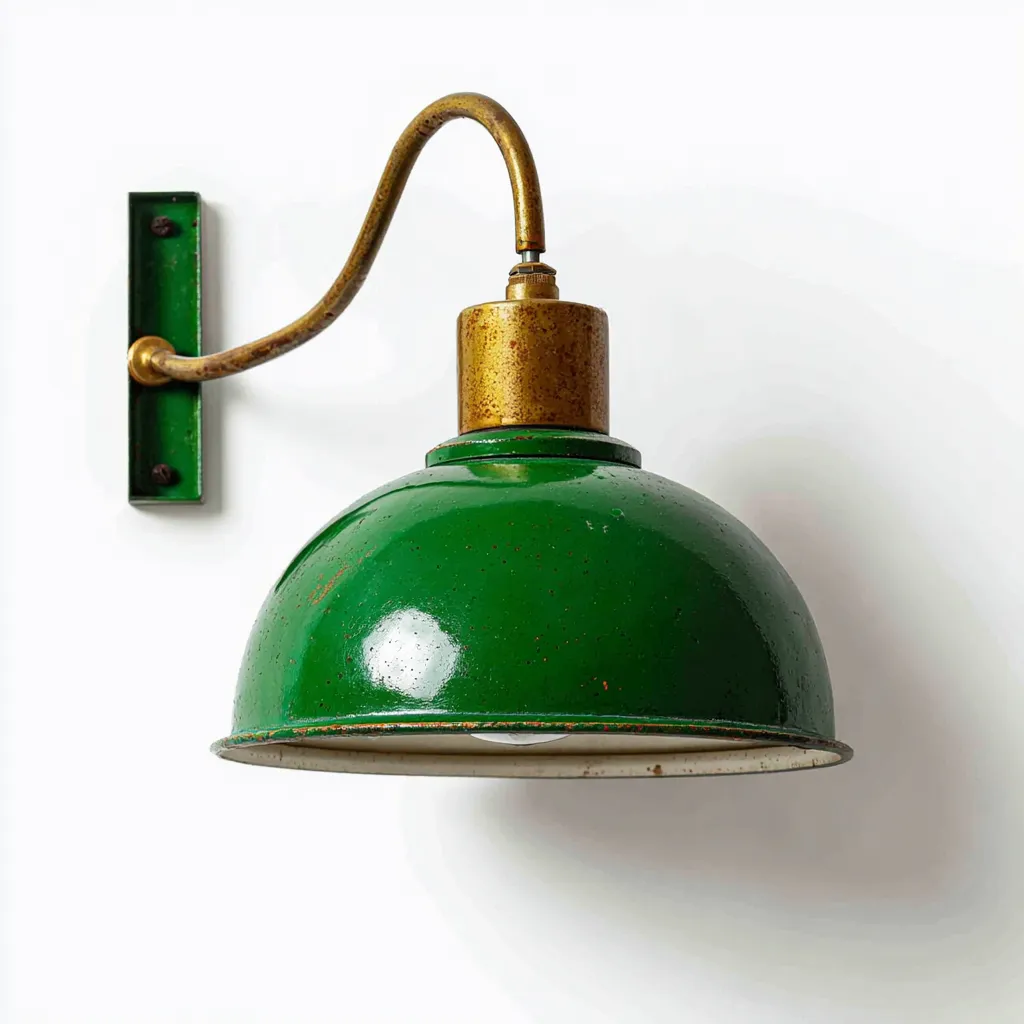 Applique - 22x30x25 cm - verde-ottone - stile industriale vintage-Craftgoloft