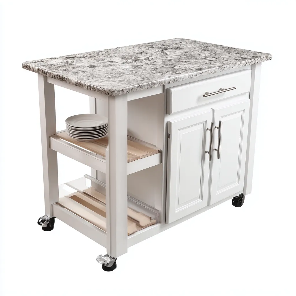 Isola da cucina in legno 110x60x90 cm - bianco-grigio - design funzionale per cucina-Craftgoloft