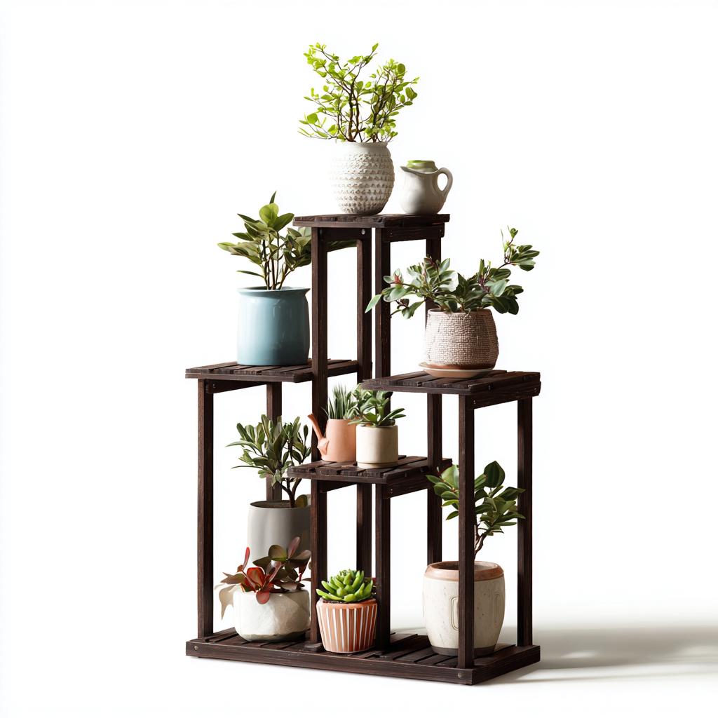 Vasi e supporti per piante supporto in legno 70x28x95 cm marrone scuro design naturale-Craftgoloft