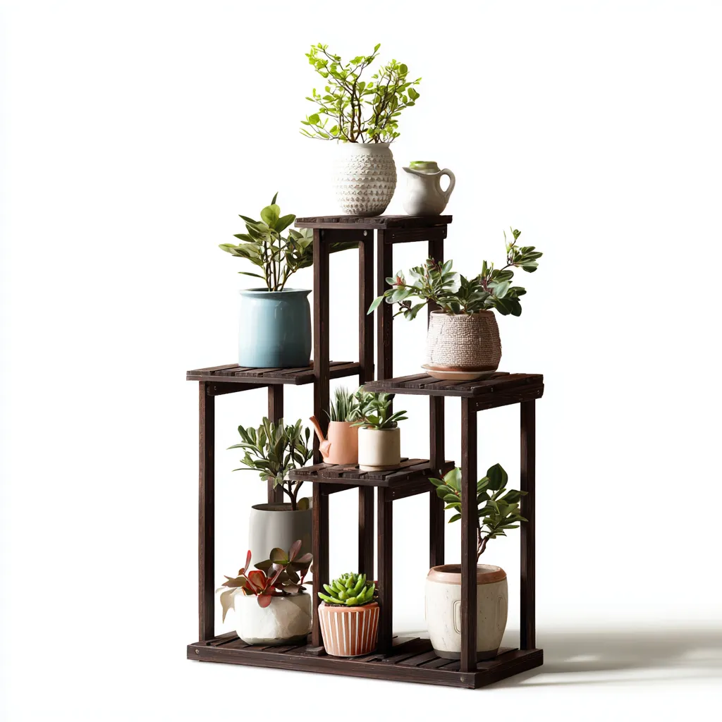 Vasi e supporti per piante supporto in legno 70x28x95 cm marrone scuro design naturale-Craftgoloft