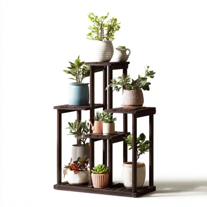 Vasi e supporti per piante supporto in legno 70x28x95 cm marrone scuro design naturale-Craftgoloft