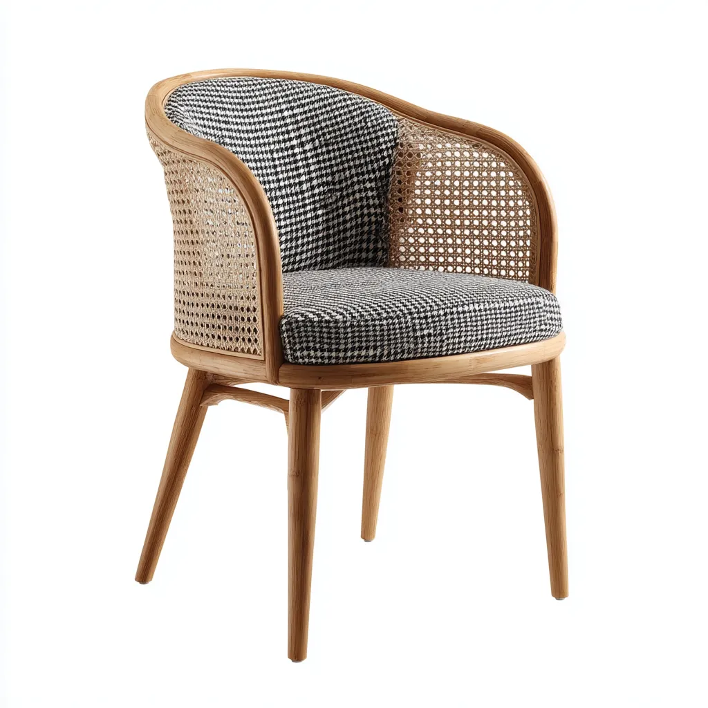 Sedie da giardino 60x58x80 cm struttura in legno con schienale in rattan seduta imbottita - design naturale - per esterno-Craftgoloft