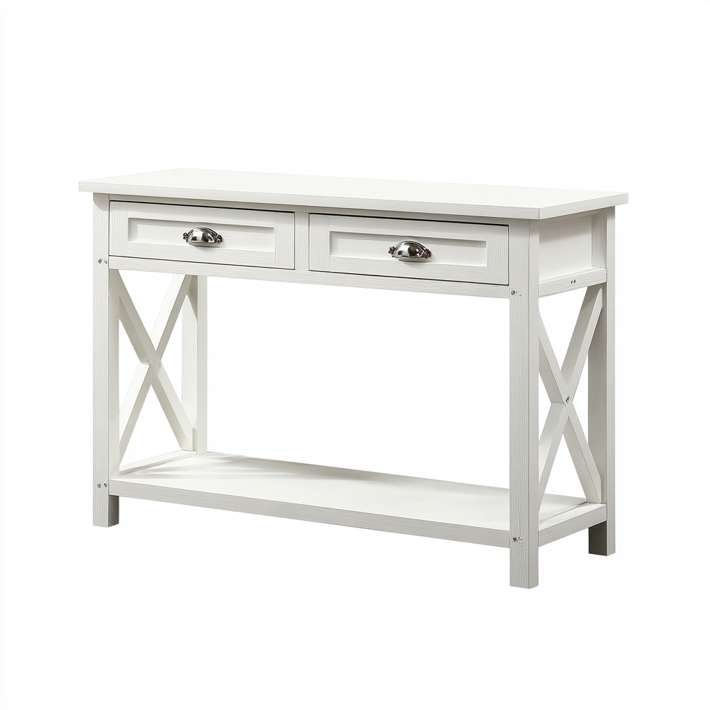 Scrivania in legno 100x35x80 cm - bianco - design classico per interni-Craftgoloft