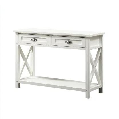 Scrivania in legno 100x35x80 cm - bianco - design classico per interni-Craftgoloft