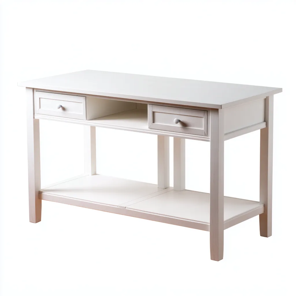 Scrivania Legno 120x55x78 cm - Bianco - Stile classico-Craftgoloft