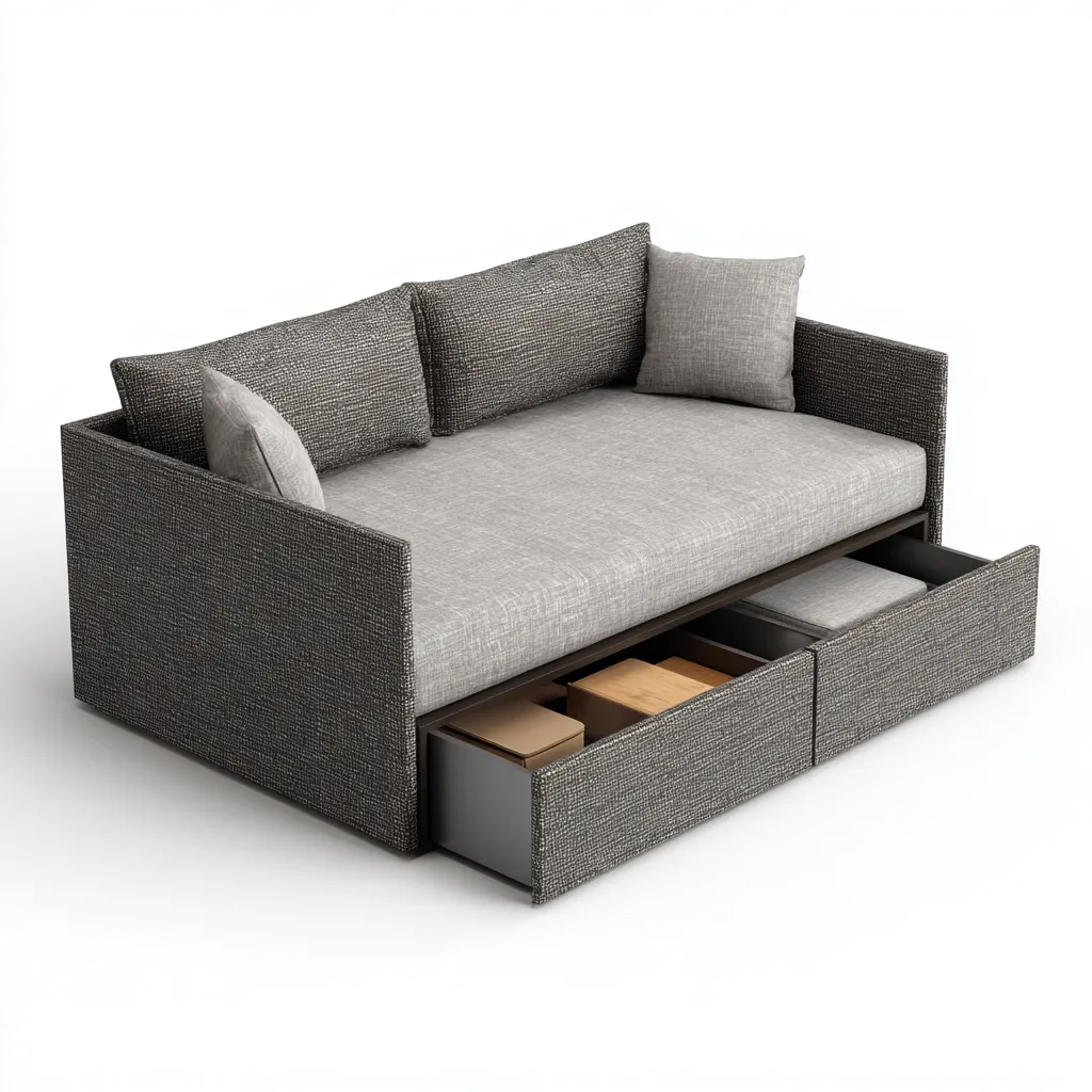 Divano letto Tessuto-Legno 200x90x85 cm - Grigio - Design moderno-Craftgoloft