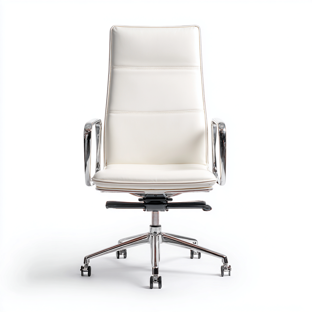 Sedia da ufficio metallo-ecopelle 65x60x115 cm bianco per ufficio design moderno-Craftgoloft